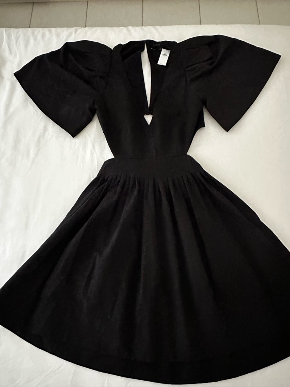 Banana Republic Black Midi Dress with Puff Sleeves